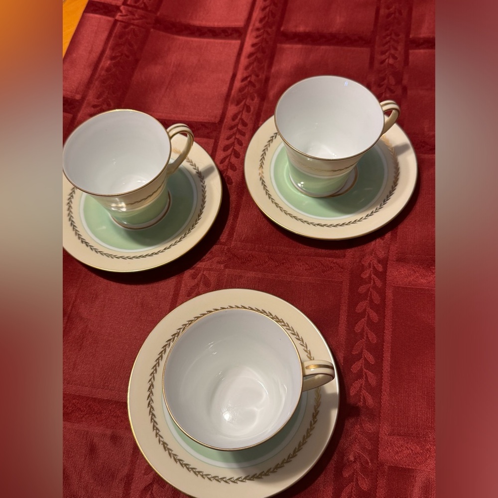 Three Art Deco Demi tasse cups and saucers by Noritake